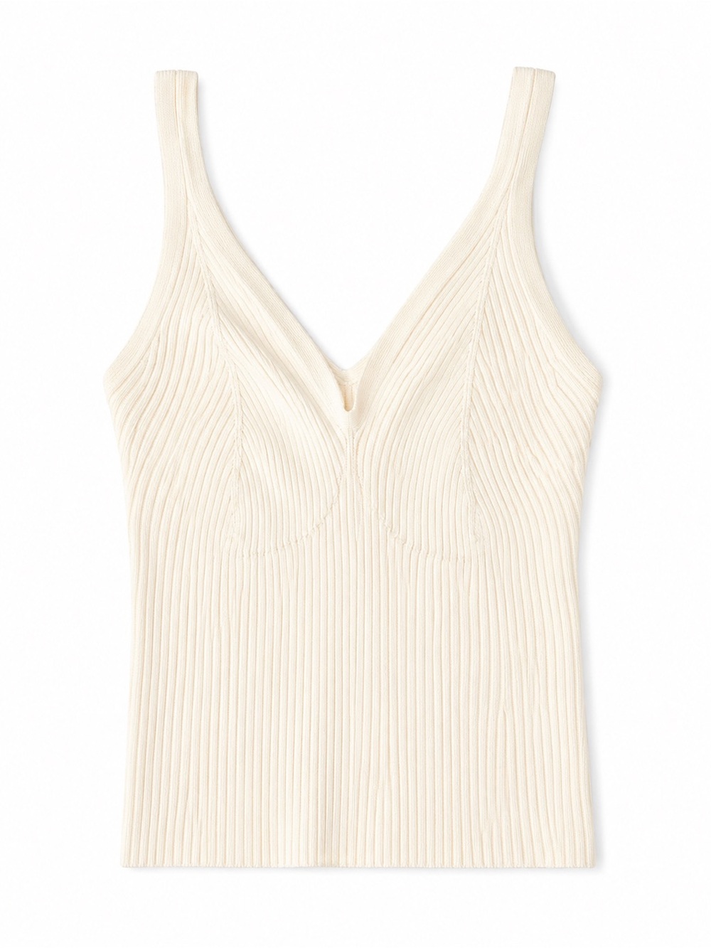 Abercrombie & Fitch Cream Ribbed V‑Neck Tank Top
